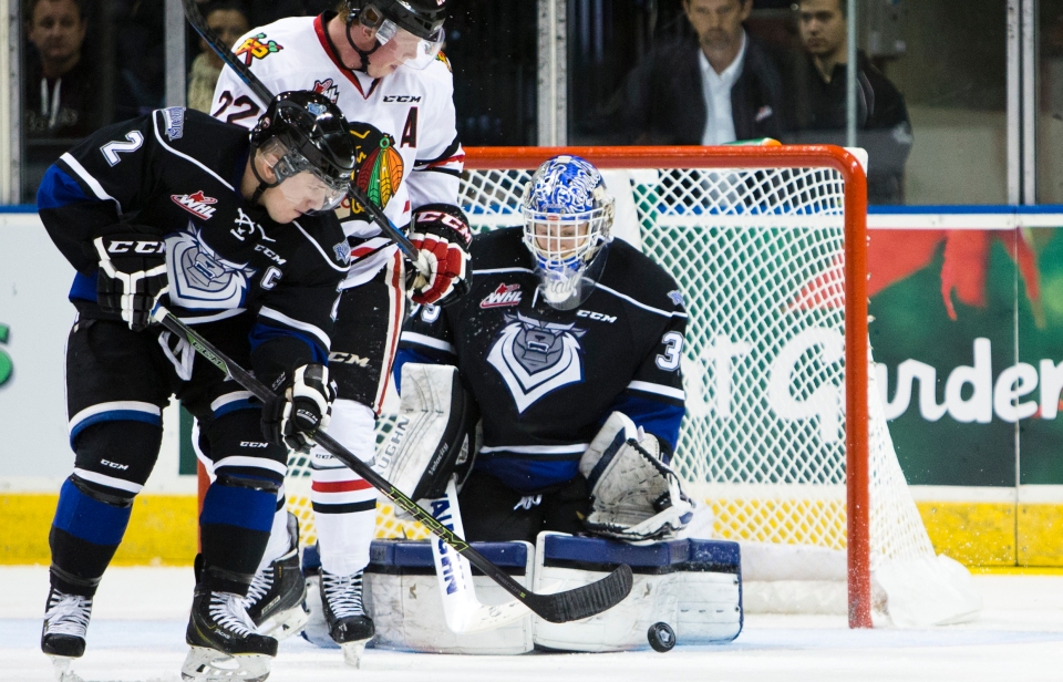 The Victoria Royals beat the Portland Winterhawks 4-1 in the opening game of the 2015/2016 Western Hockey League season on Friday September 25 at the Save-on-Foods Memorial Centre in Victoria, British Columbia, Canada.